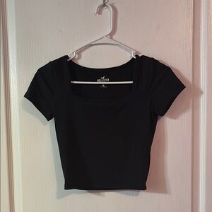 Hollister Black Fitted Crop Bodysuit